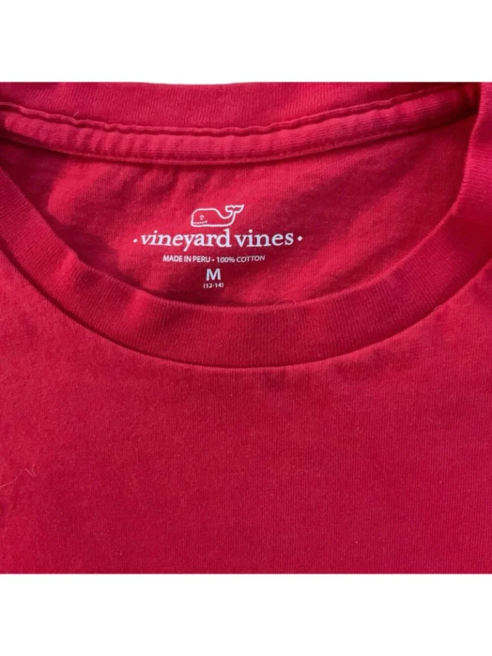 Vineyard Vines Youth Size M 12-14 American Flag Logo T-Shirt Tee With Pocket Red